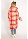 Şans Women's Plus Size Colorful Checkered Coat with Front Buttons, Lined