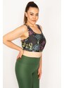 Şans Women's Plus Size Purple Crop Scallops with Back Detail