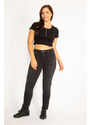 Şans Women's Plus Size Anthracite 5 Pocket Lycra Jeans Pants