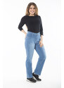 Şans Women's Plus Size Blue Lycra 5 Pocket Washing Effect Jeans