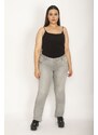 Şans Women's Plus Size Gray 5-Pocket Lycra Jeans Pants