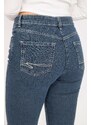 Şans Women's Plus Size Navy Blue 5-Pocket Jeans Pants