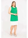 Şans Women's Green Plus Size Color-Combined Dress