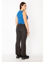 Şans Women's Plus Size Black Wide Leg Stretch Pants