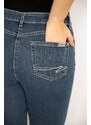 Şans Women's Plus Size Navy Blue 5-Pocket Jeans with Stone Detailed Back Pocket