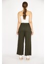 Şans Women's Khaki Plus Size Wide Leg Tracksuit Trousers