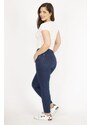 Şans Women's Navy Blue Plus Size Lycra 5 Pocket Jeans
