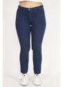 Şans Women's Navy Blue Plus Size Lycra 5 Pocket Jeans