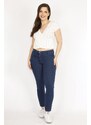 Şans Women's Navy Blue Plus Size Lycra 5 Pocket Jeans