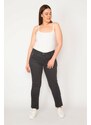 Şans Women's Plus Size Anthracite 5 Pocket Lycra Jeans