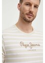 Bavlněné tričko Pepe Jeans béžová barva