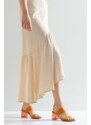 LuviShoes Women's Orange Skin Heels Sheer Slippers