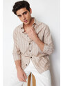 Trendyol Beige Regular Fit Shirt Collar Striped Shirt