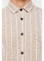Trendyol Beige Regular Fit Shirt Collar Striped Shirt