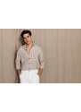 Trendyol Beige Regular Fit Shirt Collar Striped Shirt