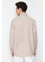 Trendyol Beige Regular Fit Shirt Collar Striped Shirt