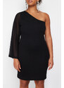 Trendyol Curve Black Single Sleeve Mini Knitted Dress