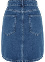 Trendyol Blue High Waist Mini Denim Skirt