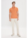 AC&Co / Altınyıldız Classics Men's Orange Slim Fit Slim Fit Polo Neck Plain Casual T-Shirt