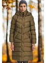 Z6719 DEWBERRY WOMEN'S COAT-PLAIN KHAKI