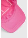 Dětská bavlněná kšiltovka Emporio Armani růžová barva, s aplikací