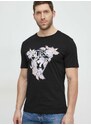 Bavlněné tričko Guess FLOWERS černá barva, s potiskem, M4GI11 I3Z14