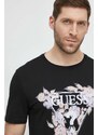 Bavlněné tričko Guess FLOWERS černá barva, s potiskem, M4GI11 I3Z14