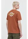 Bavlněné tričko Dickies SS RUSTON TEE hnědá barva, s potiskem, DK0A4XDC
