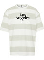 Trendyol Stone Oversize Striped City Printed 100% Cotton T-Shirt