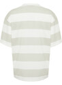 Trendyol Stone Oversize Striped City Printed 100% Cotton T-Shirt
