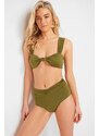 Trendyol Khaki Gathered High Waist Hipster Bikini Bottom