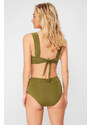 Trendyol Khaki Gathered High Waist Hipster Bikini Bottom