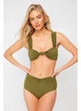 Trendyol Khaki Gathered High Waist Hipster Bikini Bottom