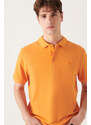 Avva Men's Orange 100% Cotton Cool Keeping Regular Fit Polo Neck T-shirt