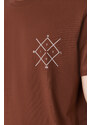 Trendyol Brown Regular/Regular Fit Logo Printed 100% Cotton Short Sleeve T-Shirt