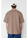Trendyol Limited Edition Mink Oversize Snake Embroidery Thick Premium T-Shirt