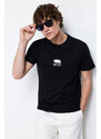 Trendyol Black Regular/Regular Cut Bear/Animal Embroidery 100% Cotton Short Sleeve T-Shirt