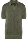 Trendyol Khaki Relaxed Limited Edition Short Sleeve Polo Neck Knitwear T-shirt