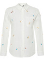 Trendyol Ecru Floral Embroidered Regular Woven Shirt