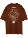 Trendyol Plus Size Brown Oversize/Wide-Fit 100% Cotton Text Printed T-Shirt