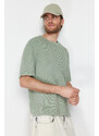 Trendyol Limited Edition Mint Relaxed/Comfortable Cut Faded Effect Textured Short Sleeve T-Shirt