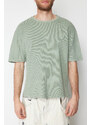 Trendyol Limited Edition Mint Relaxed/Comfortable Cut Faded Effect Textured Short Sleeve T-Shirt