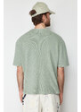 Trendyol Limited Edition Mint Relaxed/Comfortable Cut Faded Effect Textured Short Sleeve T-Shirt