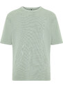 Trendyol Limited Edition Mint Relaxed/Comfortable Cut Faded Effect Textured Short Sleeve T-Shirt