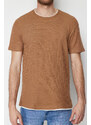 Trendyol Brown Regular/Normal Fit 100% Cotton Textured Basic T-Shirt