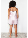 Trendyol Curve Pink Strap Satin Pajamas Set