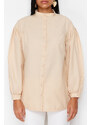 Trendyol Stone Gathering Detailed Cotton Basic Woven Shirt