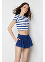 Trendyol Navy Pleated Denim Shorts & Bermuda