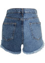 Trendyol Blue Denim Color Block Denim 100% Cotton Shorts & Bermuda