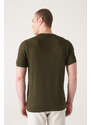 Avva Men's Khaki Textured Slim Fit Slim Fit Knitwear T-shirt